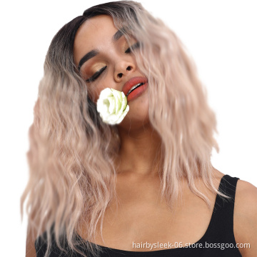 16 Inches Ombre Loose wave Synthetic Lace Frontal wigs unprocessed mid length full brazilian Lace Front Wig Synthetic Hair Wigs